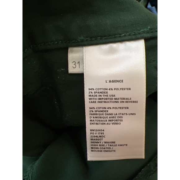 NWT L'AGENCE Margot Jean Moss Coated 31 - Picture 4 of 7